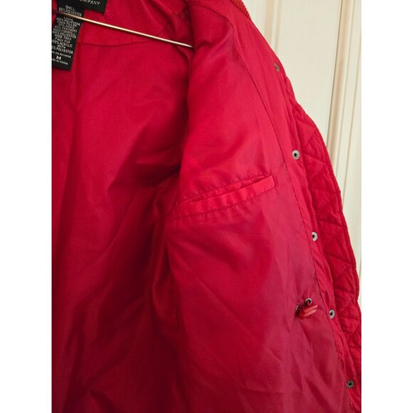 New York & Company Red Faux Fur Trim Womens Winter Puffer Coat Size M Polyester - Picture 4 of 4